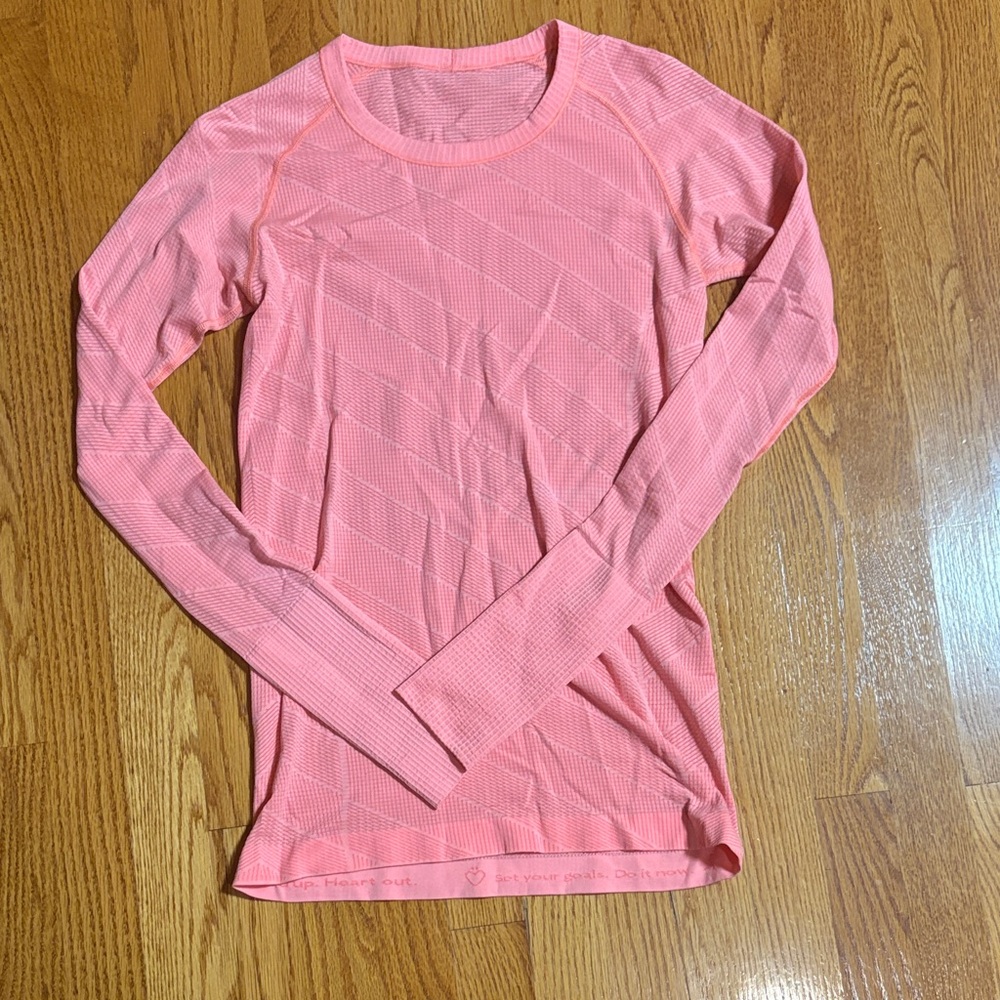 lululemon athletica Pink Long Sleeve Top/ Swiftly Tech